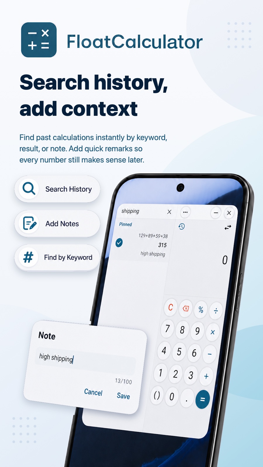 Pro history search, pins, and notes