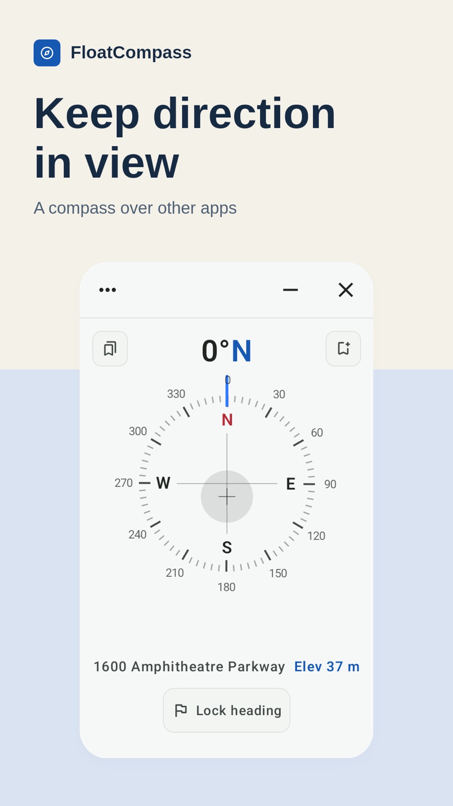 Compass heading over other apps